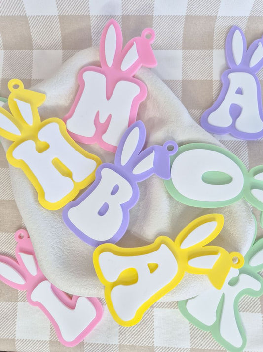 AXN Laser Creations Easter Bunny Ears Tag - Letter W