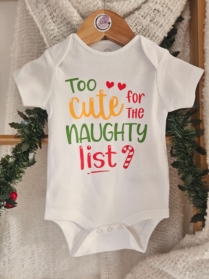 Too Cute For The Naughty List Onsie | 6-9M