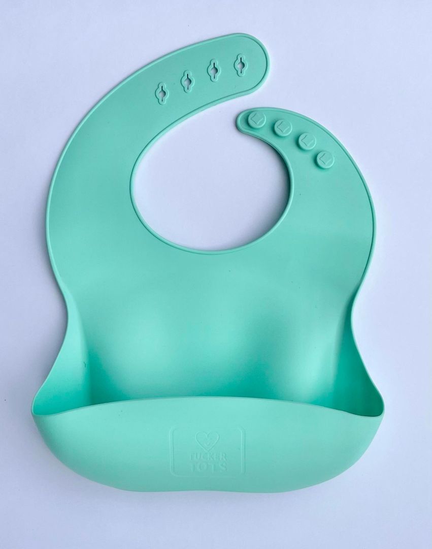 Tucker Tots Silicone Baby Feeding Bib,  Mint Green