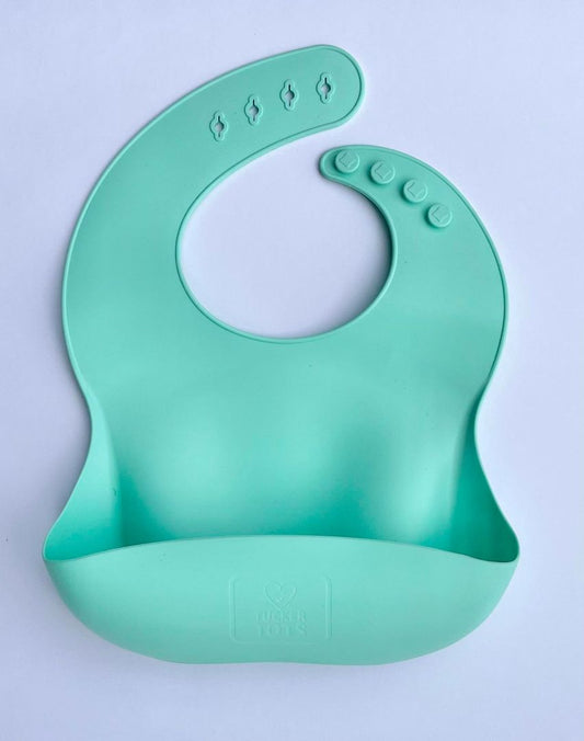 Tucker Tots Silicone Baby Feeding Bib,  Mint Green