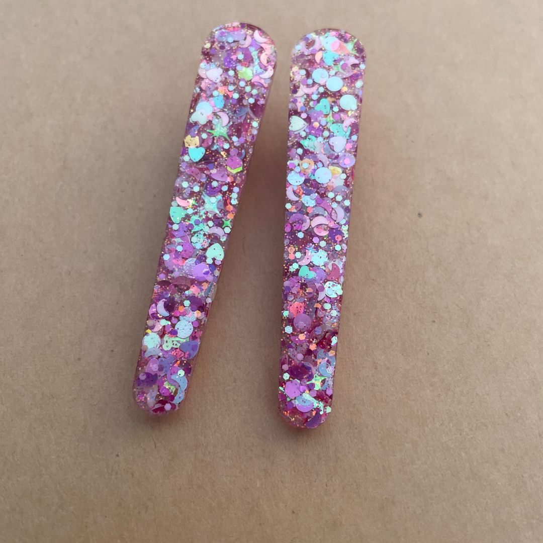 Whimsy Meow Meow Long Clips - Lover Glitter,  pink