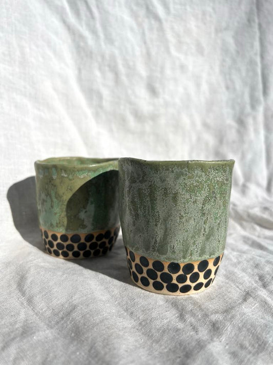 Rainbows & Rivers Spotty Ceramic Cup - Minty,  Green