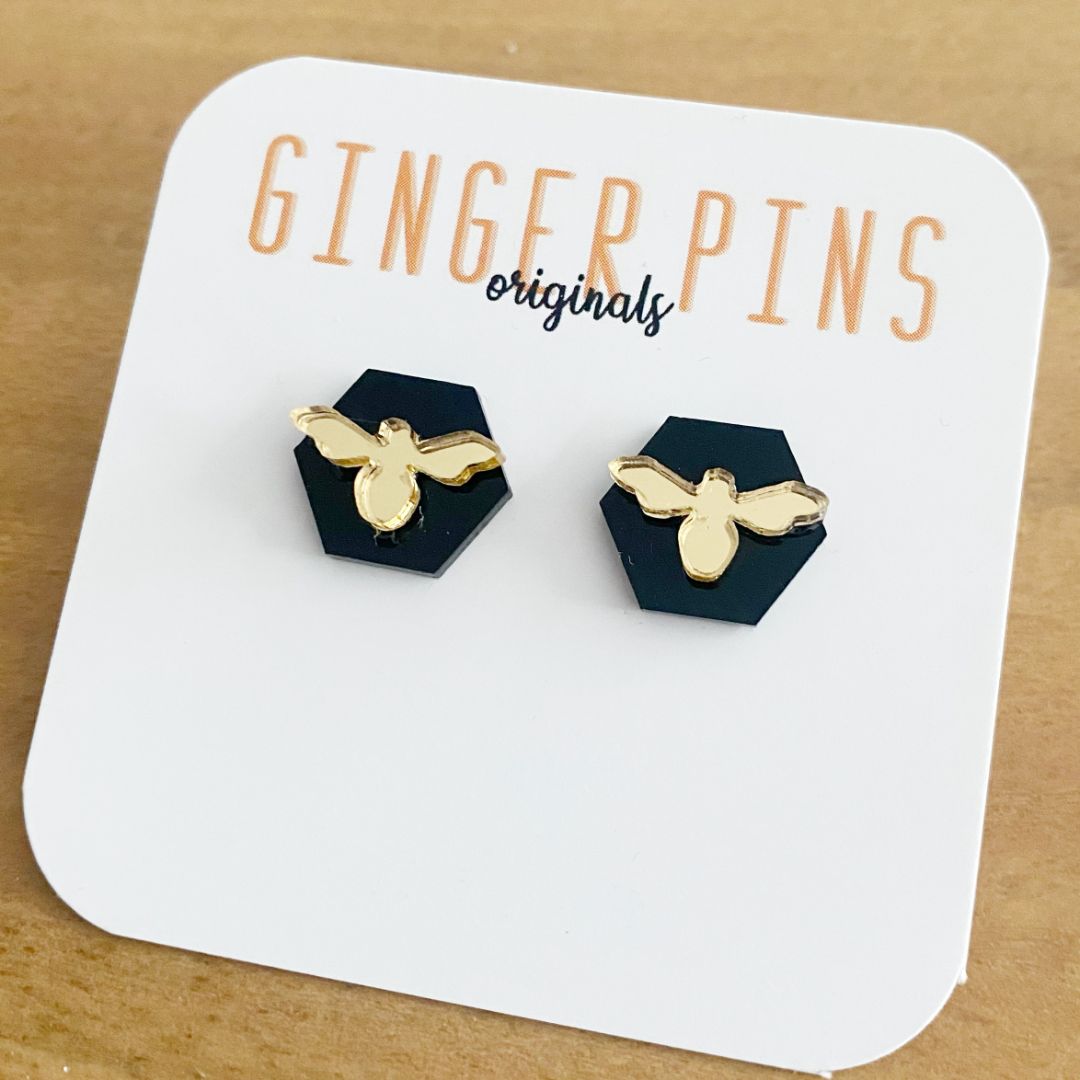 Ginger Pins Originals Bees Studs