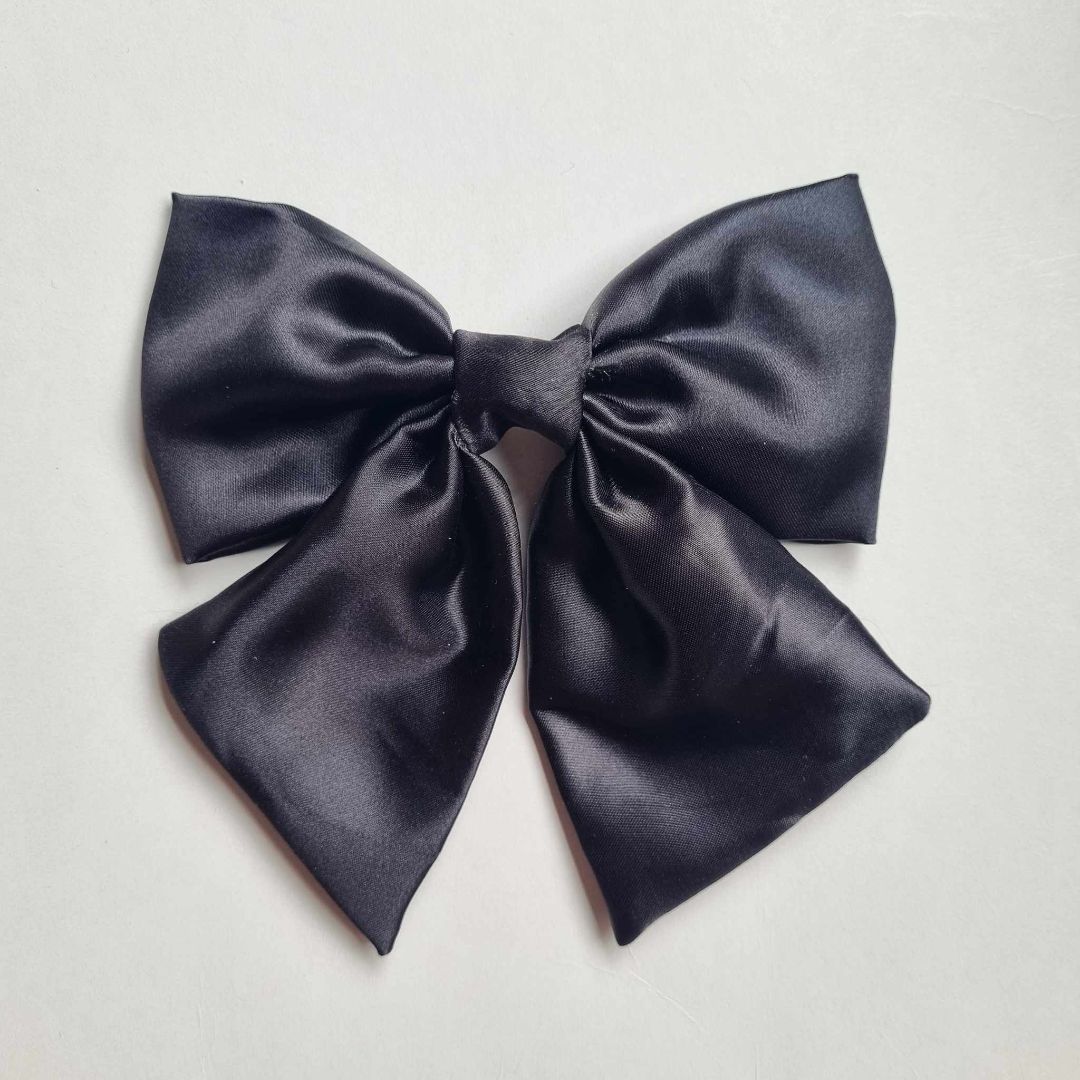 Sol Solace Black Satin Hair Bow,  Black