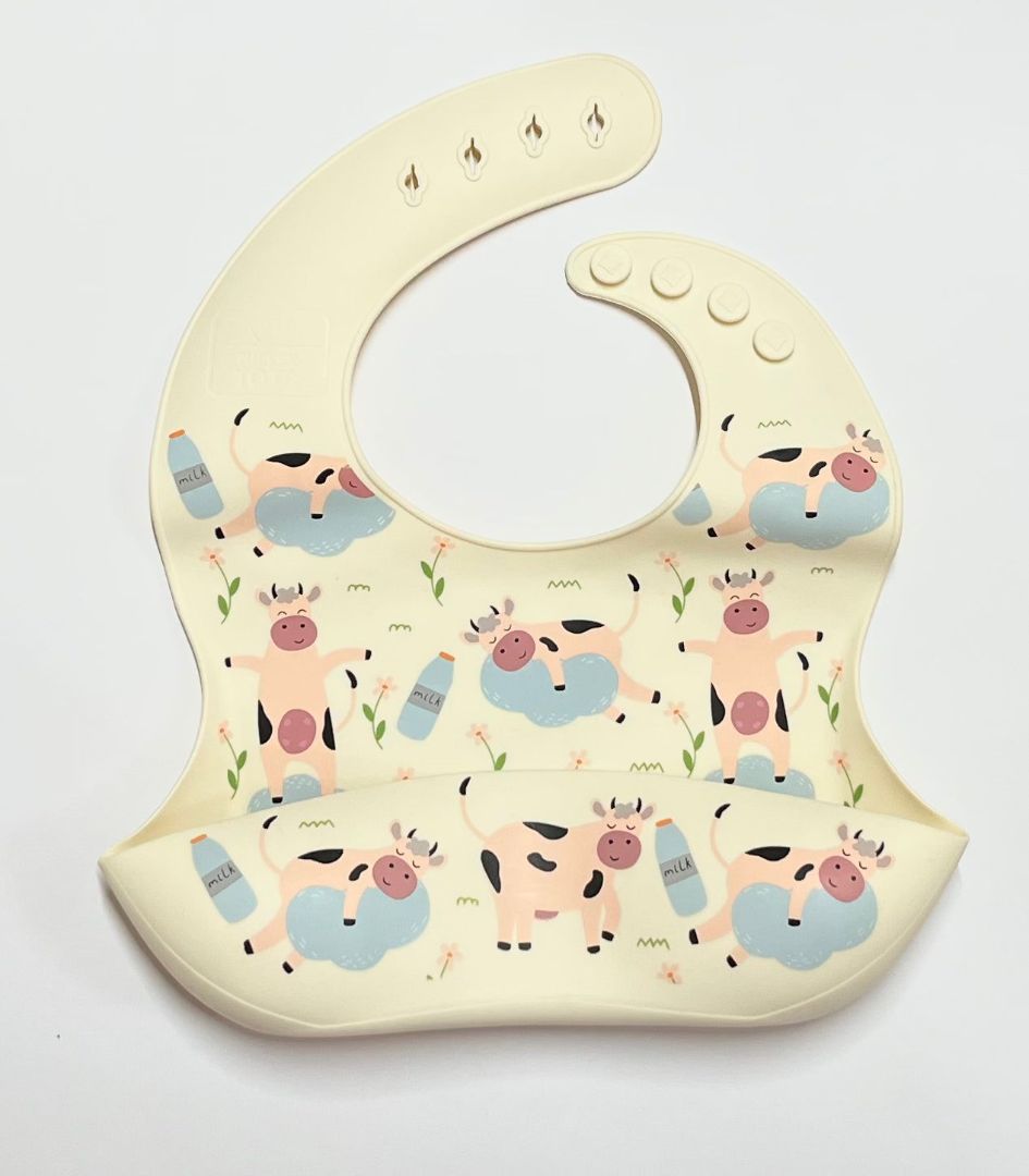 Tucker Tots Silicone Baby Feeding Bib,  Sleeping Cows