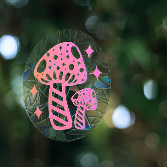 Soul Queen Art Co Magical Mushrooms Suncatcher,  Holographic