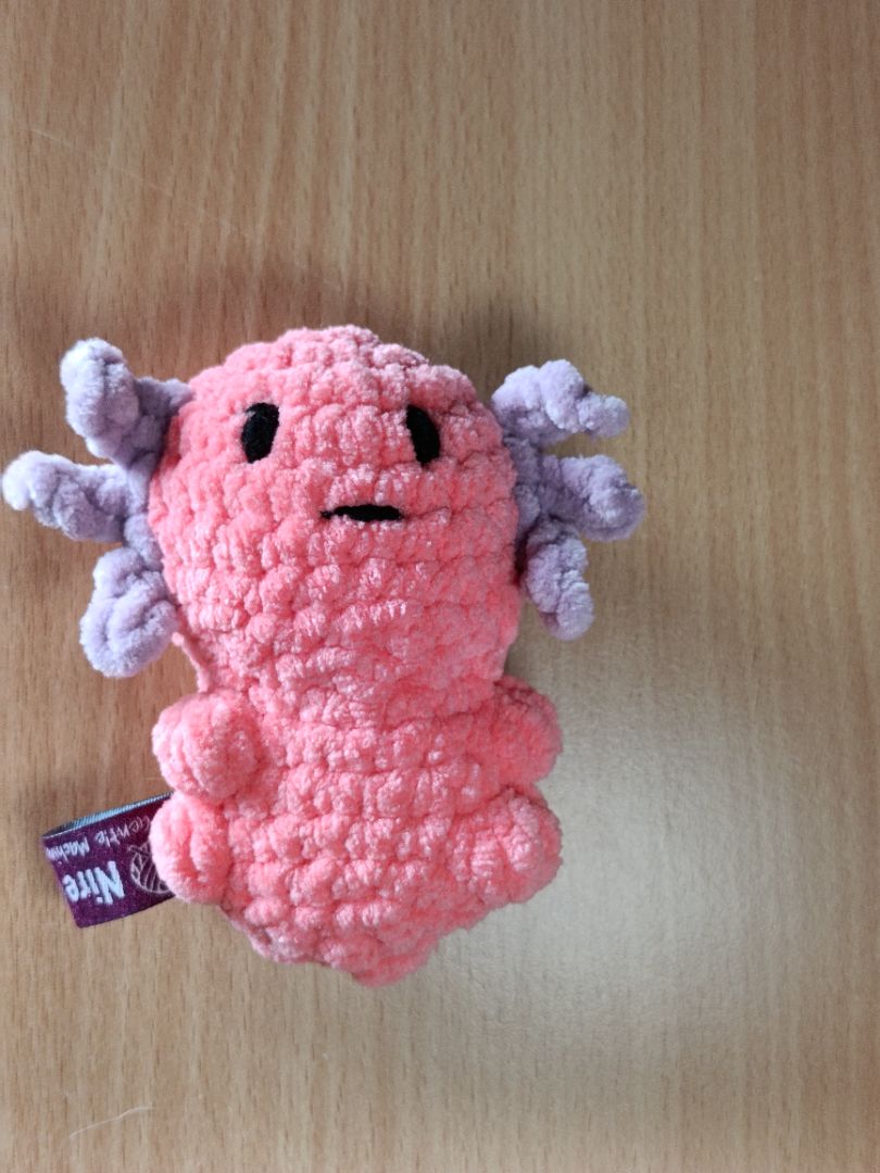 Nire Crochet Axolotl,  pink and purple