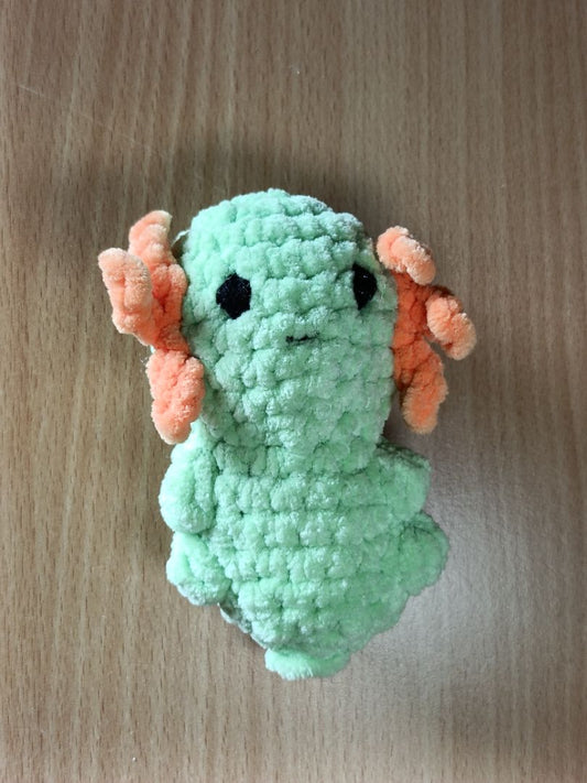 Nire Crochet Axolotl,  Green and orange