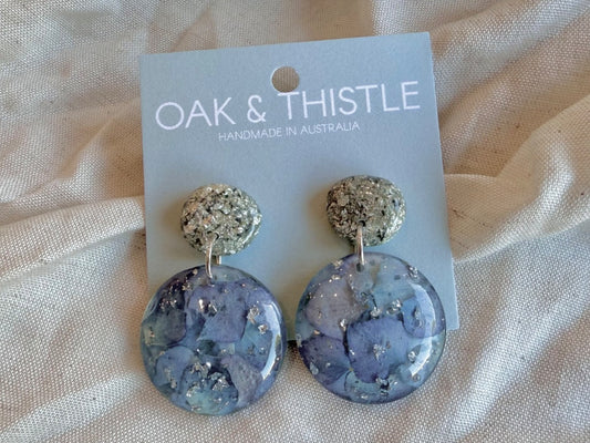 Oak & Thistle Droplet Earrings,  Blue, copper