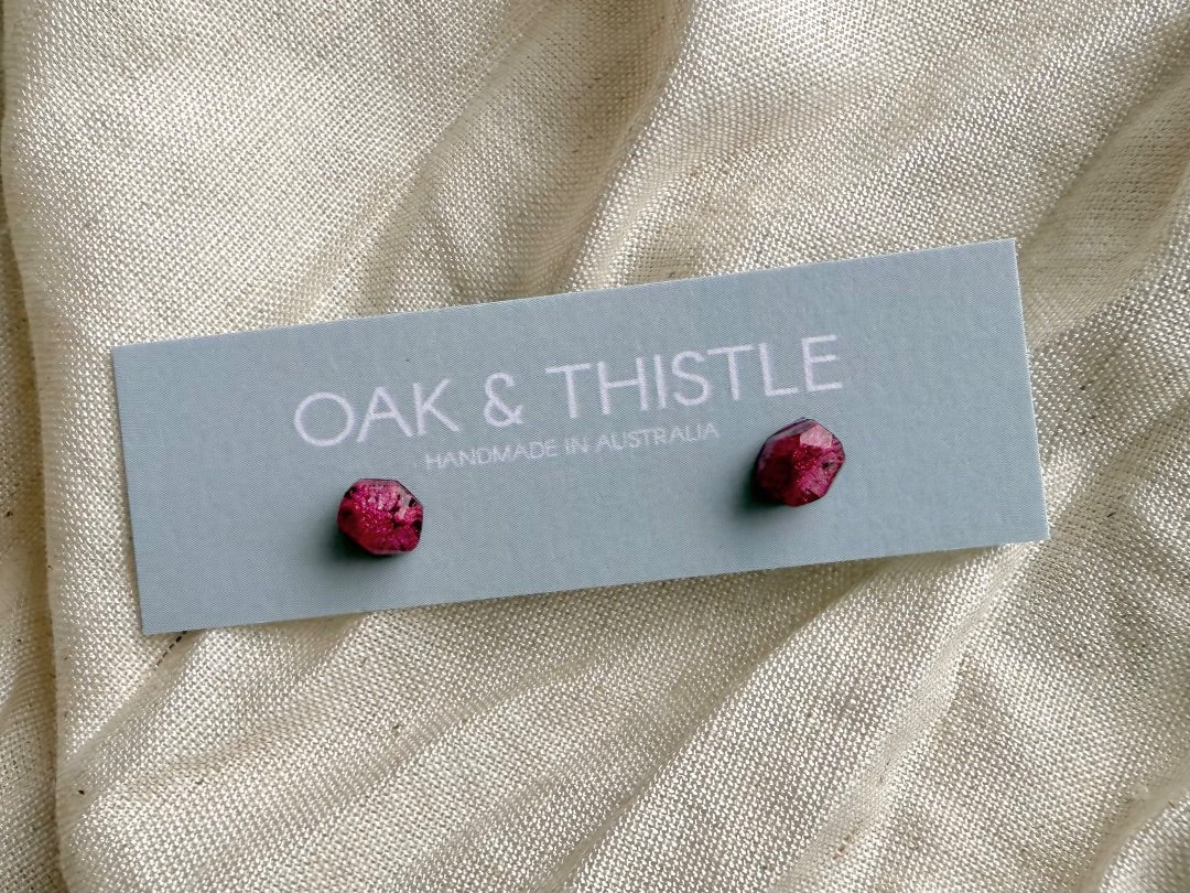 Oak & Thistle Pip Stud Earrings,  Magenta