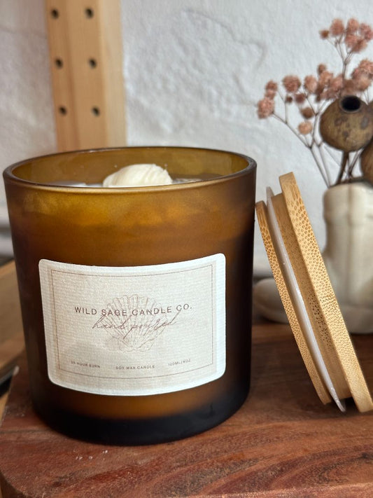 wild sage candle co Lychee & Black Tea Medium Amber Jar