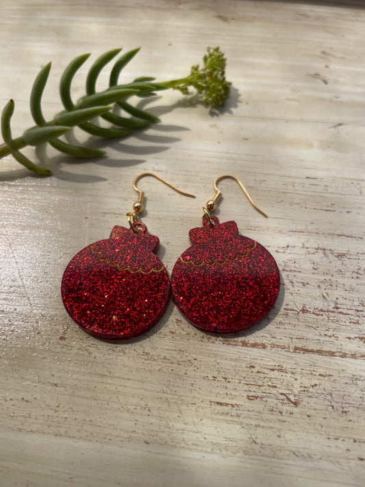 Whimsy Meow Meow Christmas bauble earrings - red,  Red