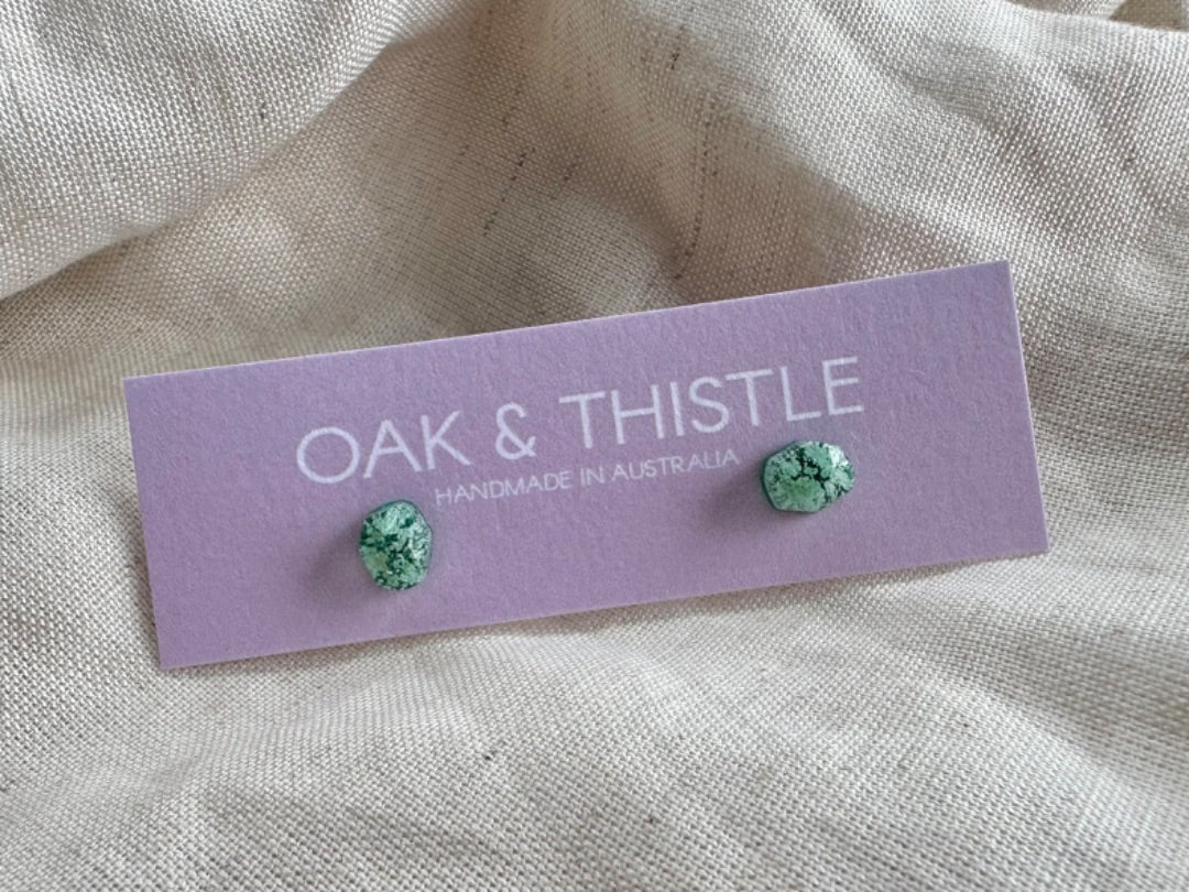 Oak & Thistle Pip Stud Earrings,  Pale blue