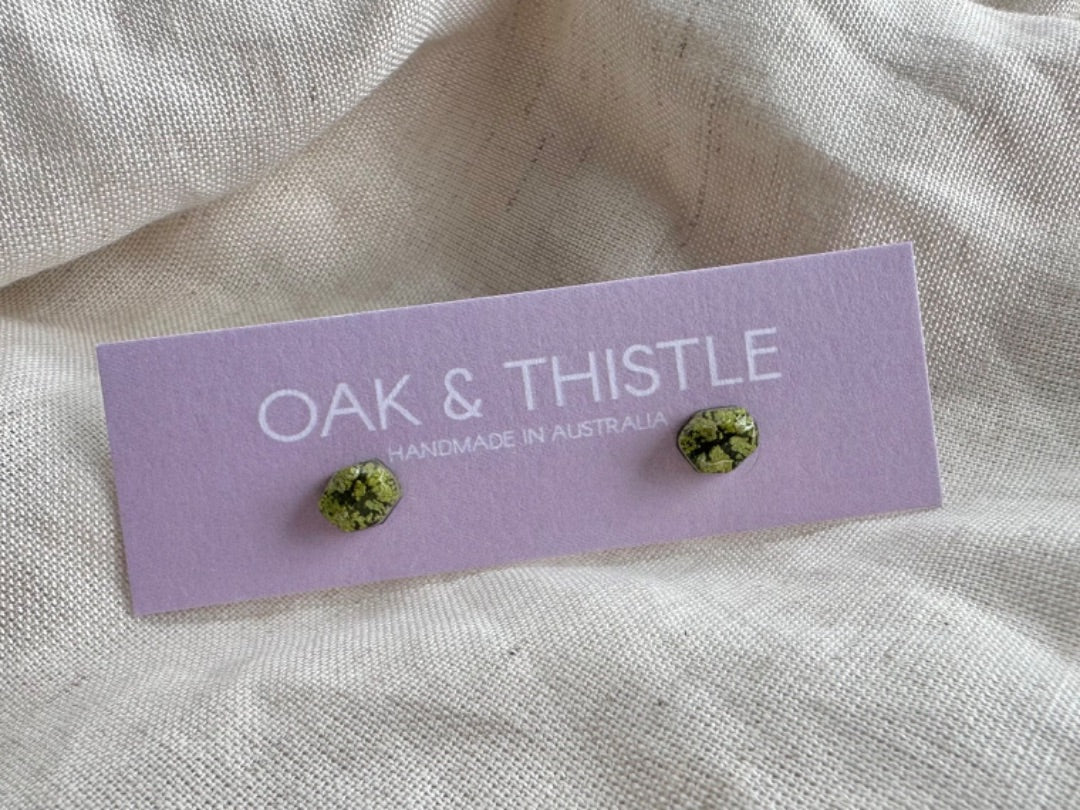 Oak & Thistle Pip Stud Earrings,  Green