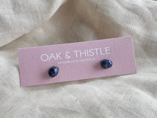 Oak & Thistle Pip Stud Earrings,  Dark blue