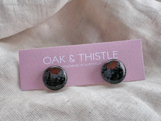 Oak & Thistle Lunar Stud Earrings,  Black, copper