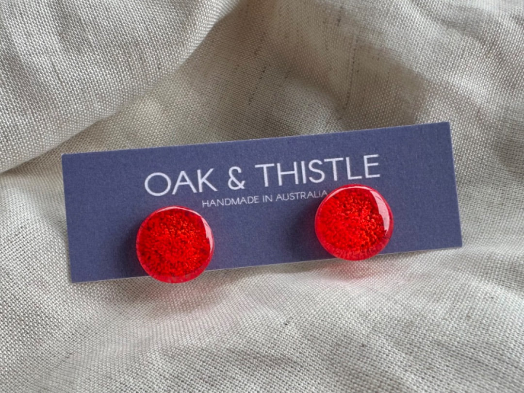 Oak & Thistle Lunar Stud Earrings,  Neon orange