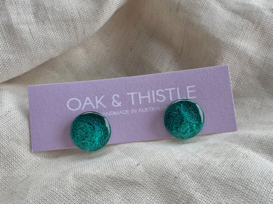 Oak & Thistle Lunar Stud Earrings,  Teal