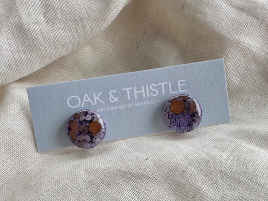 Oak & Thistle Lunar Stud Earrings,  Purple, copper