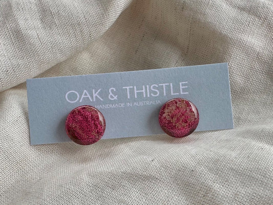 Oak & Thistle Lunar Stud Earrings,  Magenta, gold