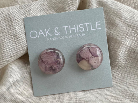 Oak & Thistle Droplet Stud Earrings,  Purple