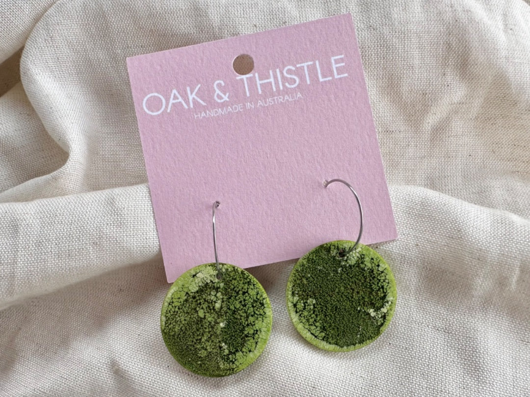 Oak & Thistle Lunar Hoops,  Green