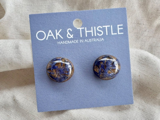 Oak & Thistle Droplet Stud Earrings,  Blue, gold