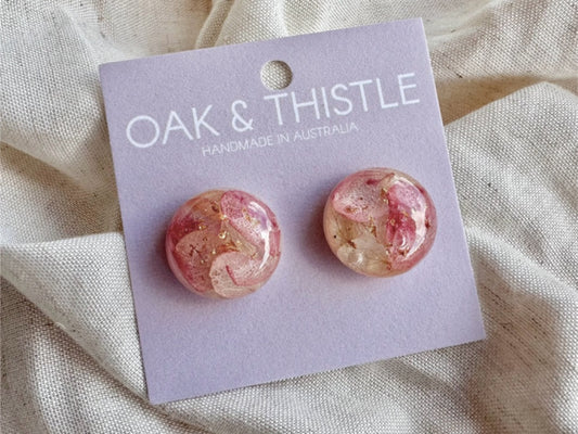 Oak & Thistle Droplet Stud Earrings,  Pink, gold