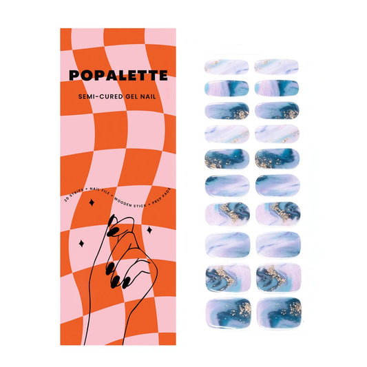 POPALETTE MARBLE BLUE GEL NAIL STICKERS