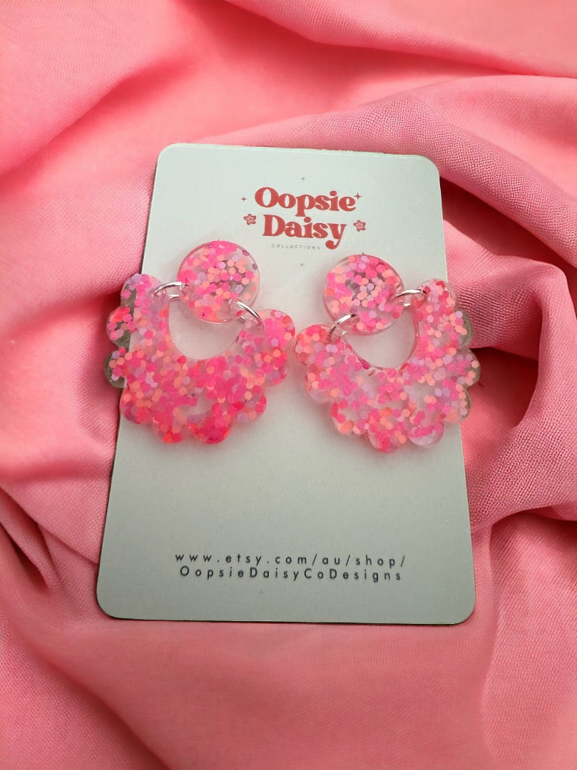 Oopsie Daisy Collections Pink Glitter Dangles,  Pink