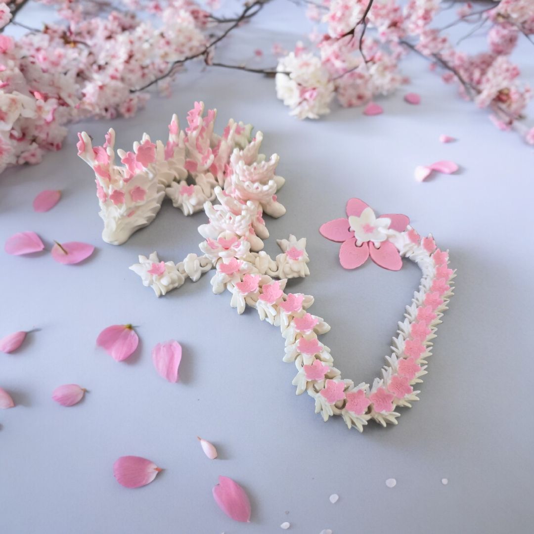 Cherry Blossom Dragon | 3D Creation Cove,  White W/ Sakura Pink Small