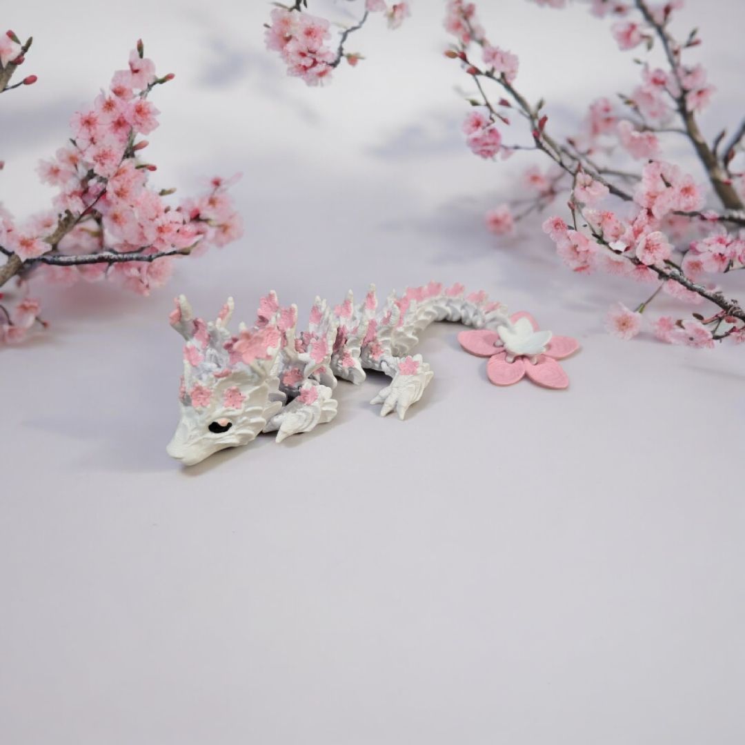 Cherry Blossom Baby Dragon | 3D Creation Cove,  White W/ Sakura Pink Mini