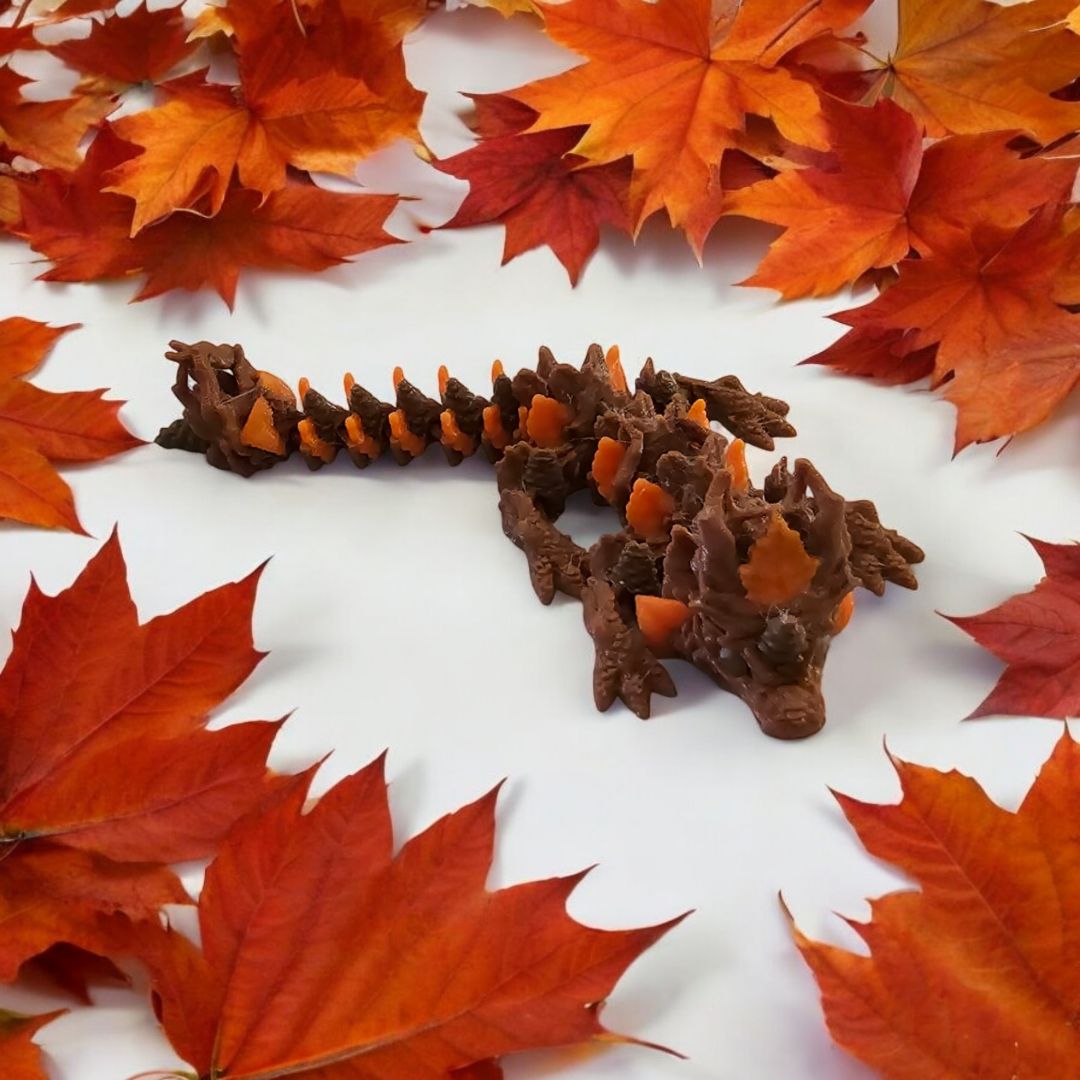 Autumn Baby Dragon | 3D Creation Cove,  Brown W/ Orange and Dark Brown Mini