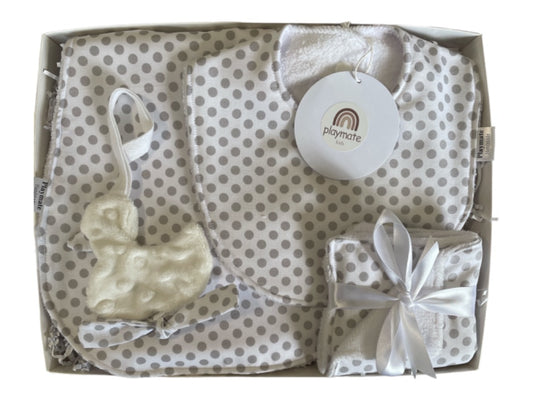 Playmate Baby Accessories,  White with Grey Dots Medium Gift Box