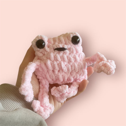 Sweet.Sunshine229 Handmade crochet leggy frog,  Pink