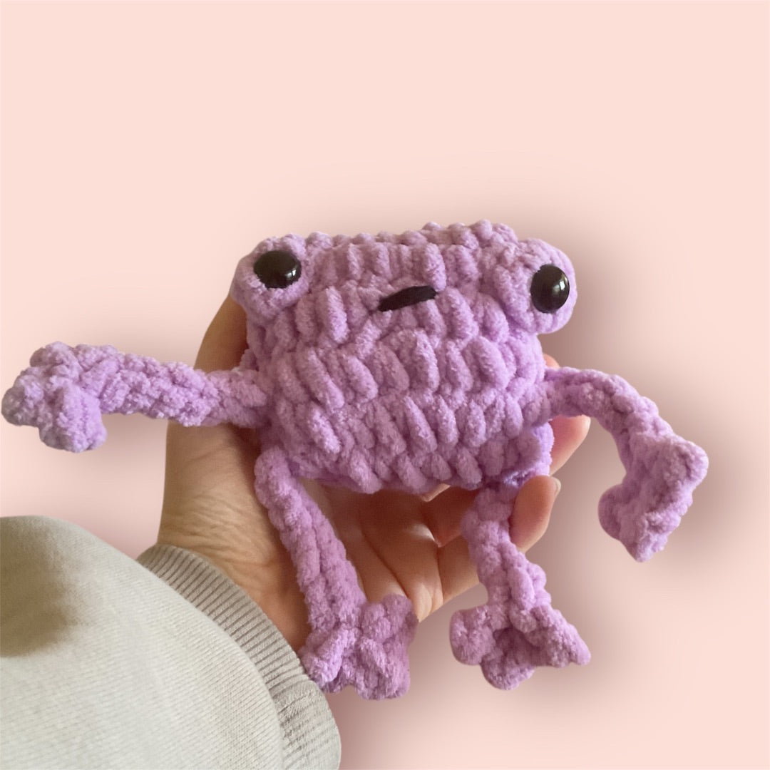 Sweet.Sunshine229 Handmade crochet leggy frog,  Purple