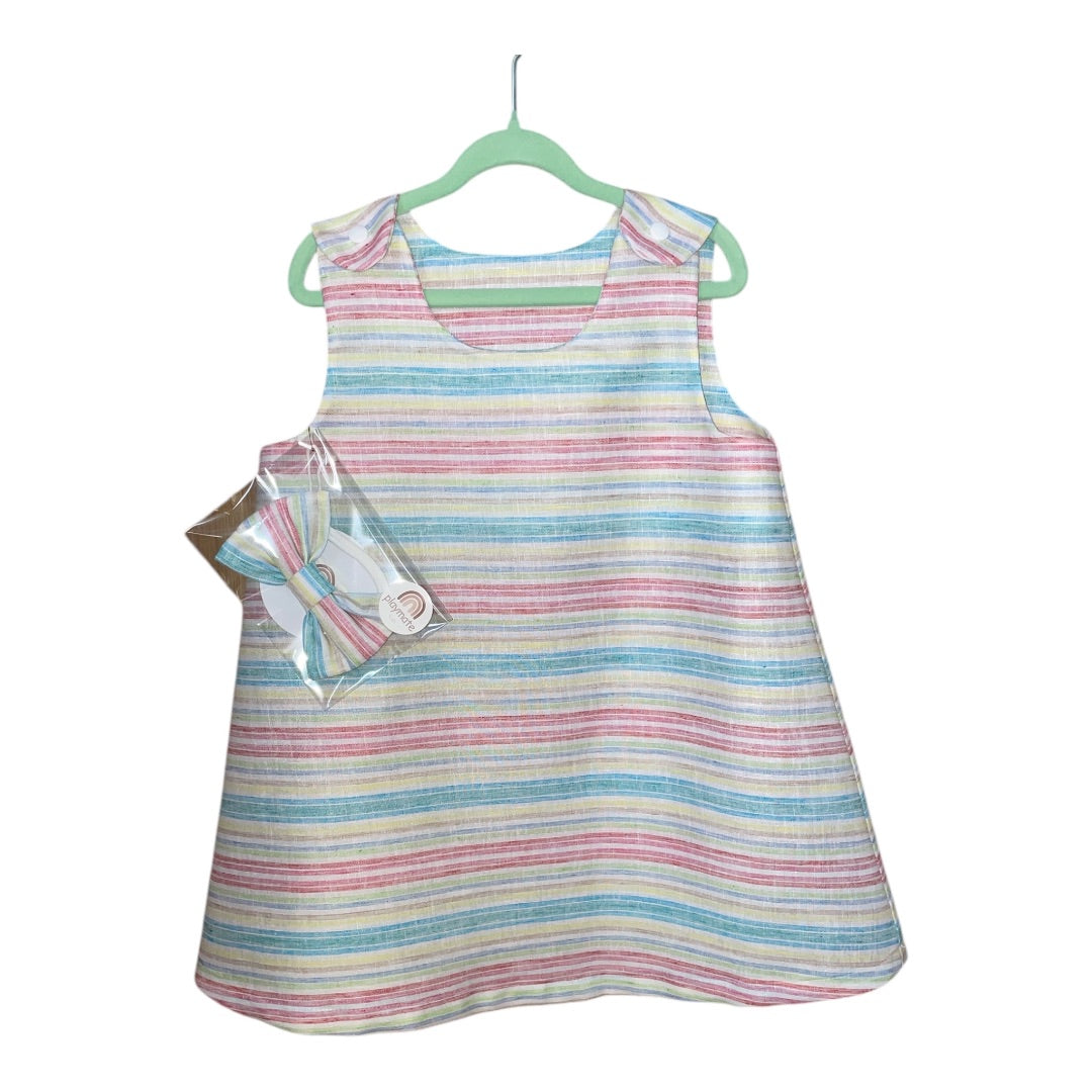 Playmate kids Stripe cotton dress with matching headband,  Multi 5