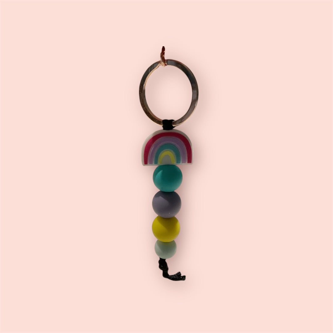 Sweet.Sunshine229 Silicone beaded keychain,  Rainbow