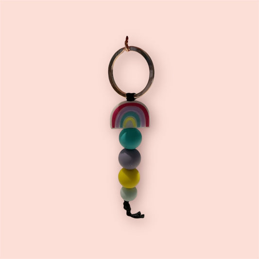 Sweet.Sunshine229 Silicone beaded keychain,  Rainbow