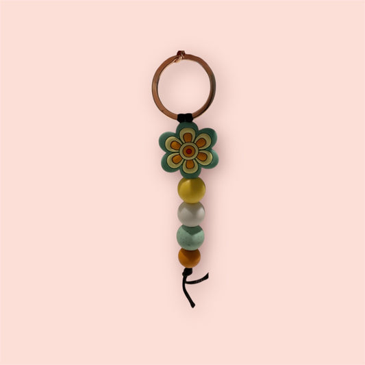 Sweet.Sunshine229 Silicone beaded keychain,  Groovy flower