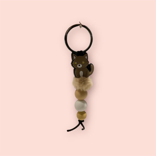 Sweet.Sunshine229 Silicone beaded keychain,  Fluffy cat