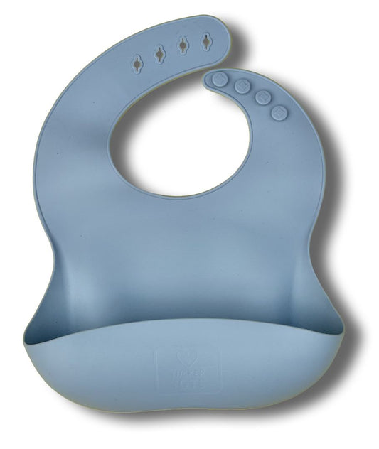 Tucker Tots Silicone Baby Feeding Bib,  Light Blue