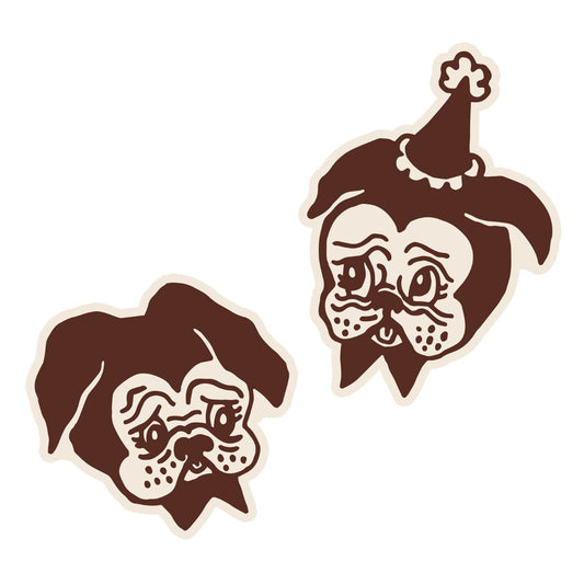 Candy & Kitsch Branded Pug Acrylic Pins,  Brown + Ivory