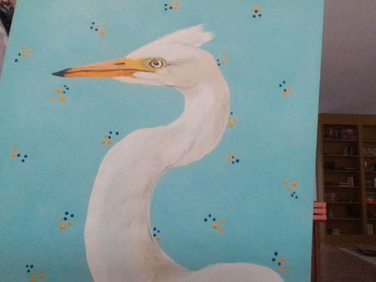 Donna Beswick Art Intermediate Egret,  Blue 10" x 12"