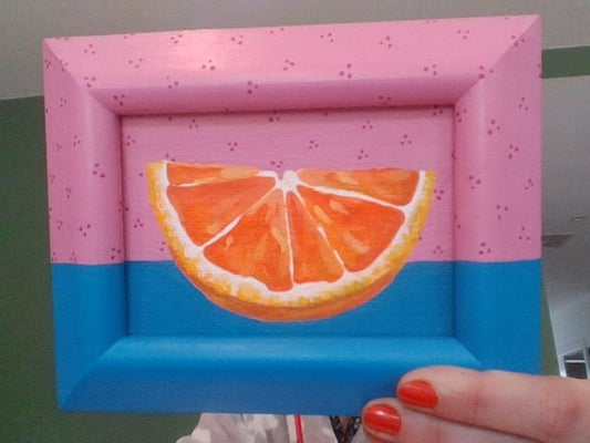 Donna Beswick Art Orange Slice,  Pink/Blue 5.5" x 7"