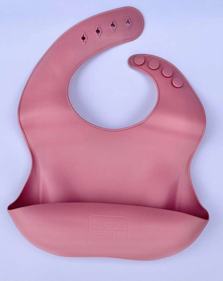 Tucker Tots Silicone Baby Feeding Bib,  Rose